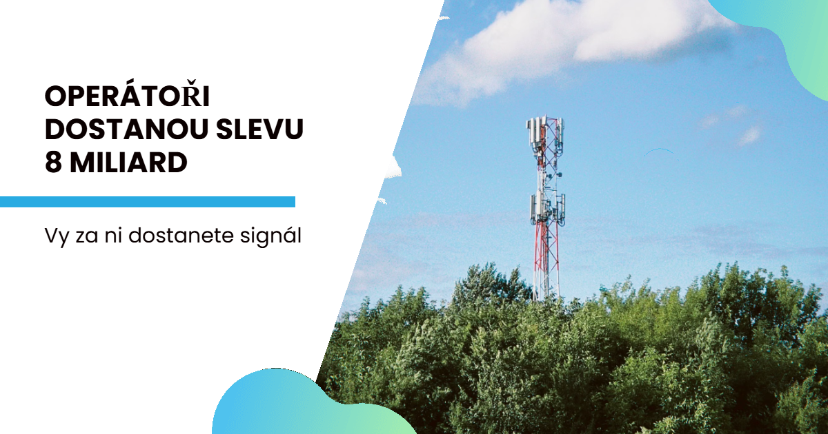 licence na frekvence a mobilní vysílač nad lesem